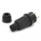 Black rubber plug IP54, 250v 16a per cable, Uni-Schuko (double earth connection), 2P+E, REF, Bylion