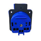 Tomada hermética 2P+Z, 230/220v, com ligação à terra, IP44, com aba, azul, 250V Schuko