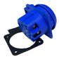 Tomada hermética 2P+Z, 230/220v, com ligação à terra, IP44, com aba, azul, 250V Schuko