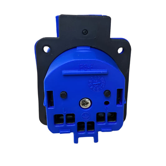 Hermetic socket 2P+Z, 230/220v, with earth connection, IP44, with flap, blue, 250V French