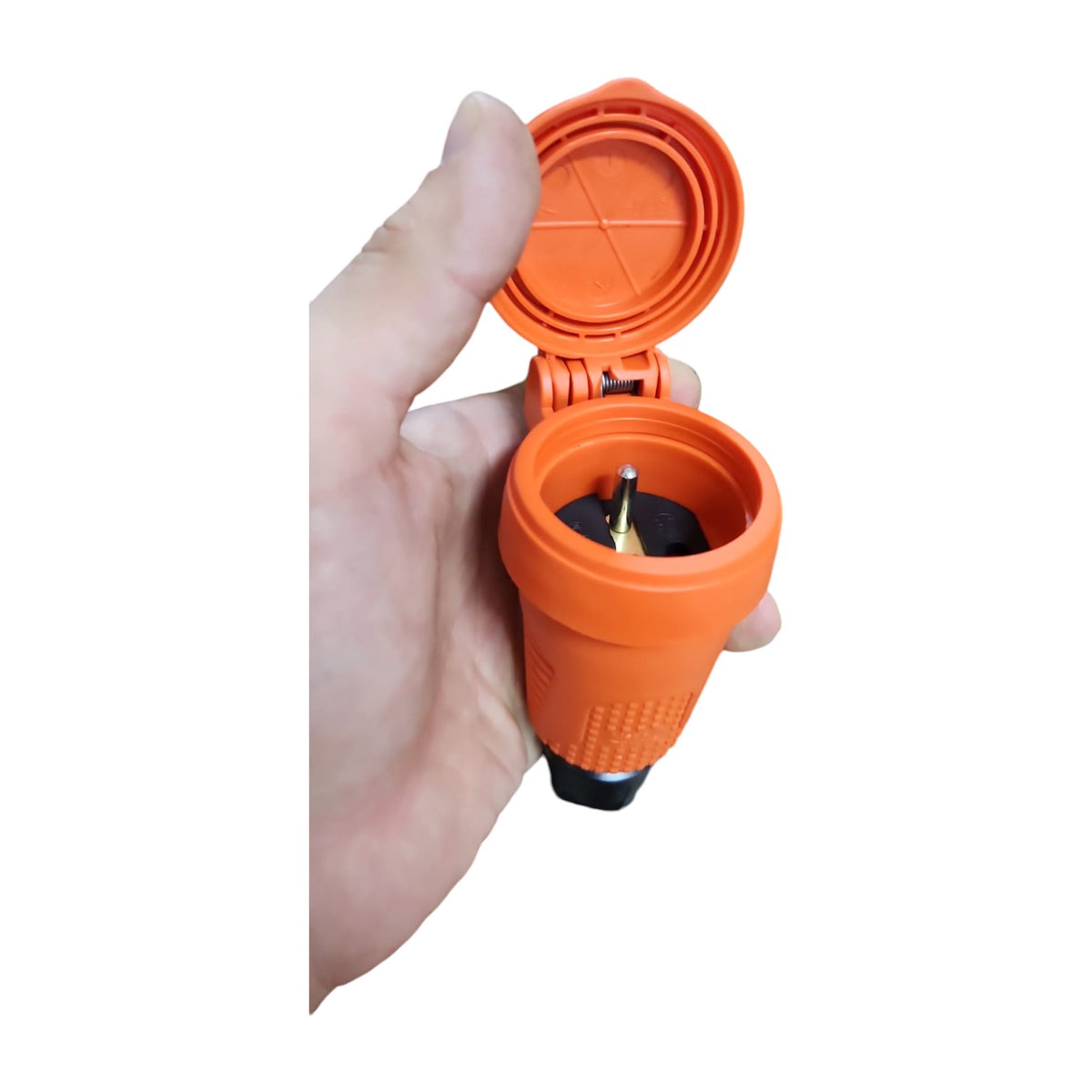 Tomada hermética de borracha laranja IP54 com aba 16A 250V Tipo francês (pino) RDP-O-E Bylion