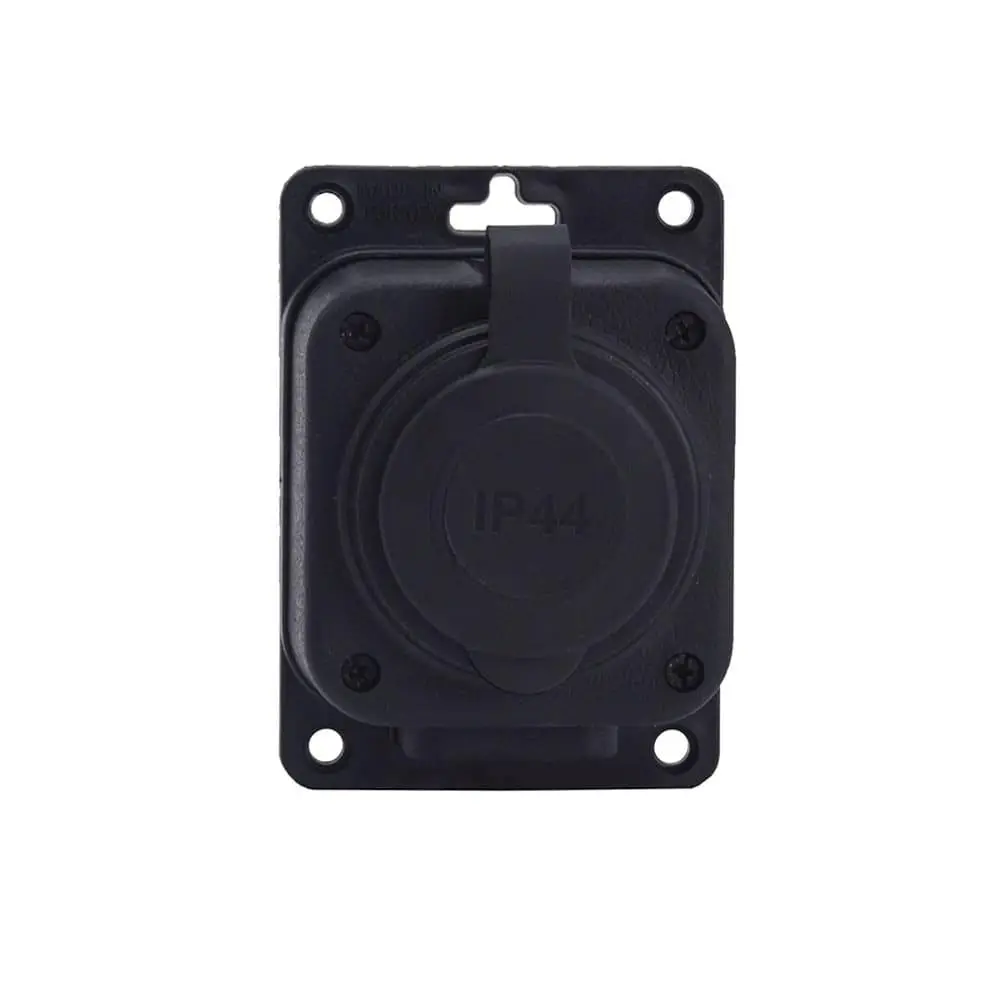 Tomada de superfície "borracha" preta 250V, 16A, IP44, SCHUKO 2P+Z, 1KMP-F, Bylion