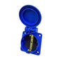Tomada hermética 2P+Z, 230/220v, com ligação à terra, IP44, com aba, azul, 250V Schuko