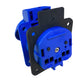 Tomada hermética 2P+Z, 230/220v, com ligação à terra, IP44, com aba, azul, 250V Schuko