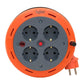 Cabo de extensão de rolo de cassete compacto, cabo de 5m com 4 tomadas IP20 + fusível térmico + fusível para crianças, 3x1mm2, ligação à terra tipo SCHUKO, PHE-05310-F